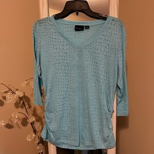Tribal Light Blue crocodile textured top